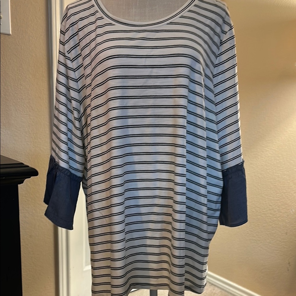 Striped Top with Blue Sleeves